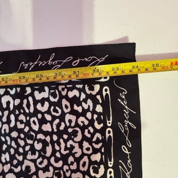 Karl Lagerfeld Black and White Leopard Print Scarf - Picture 6 of 8